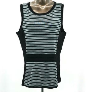 White House Black Market Striped Crew Tank Top